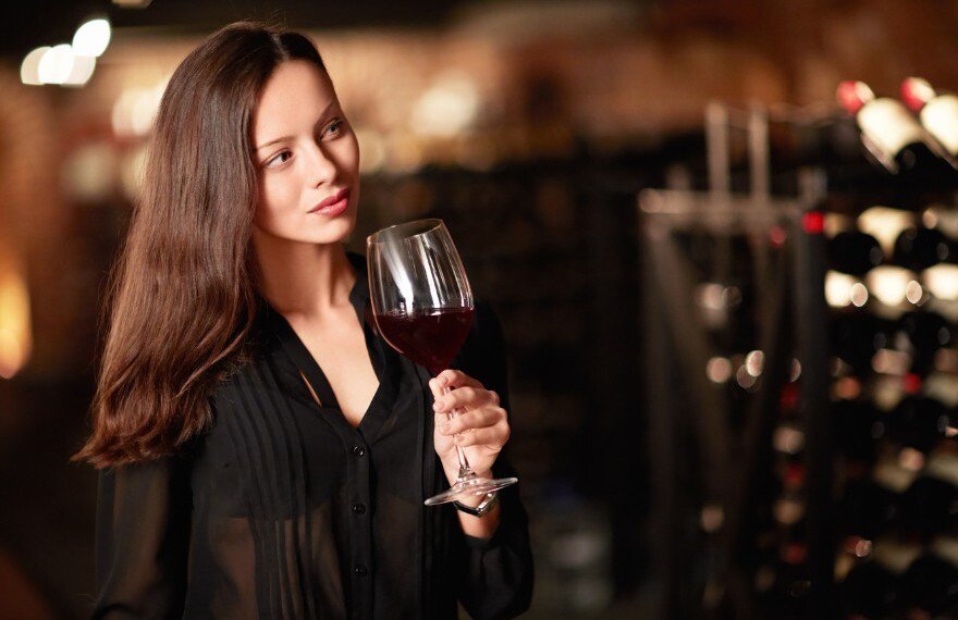 Woman drinking wine